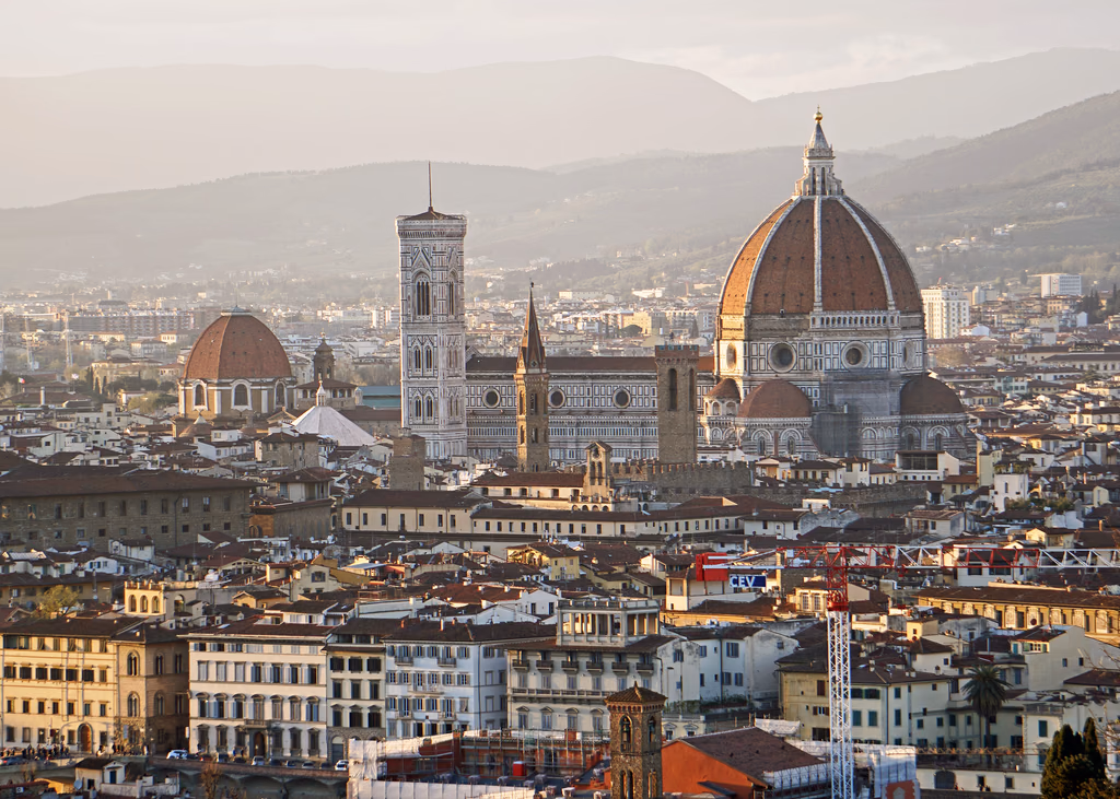 Brunelleschi’s dome and Giotto’s bell tower above Florence