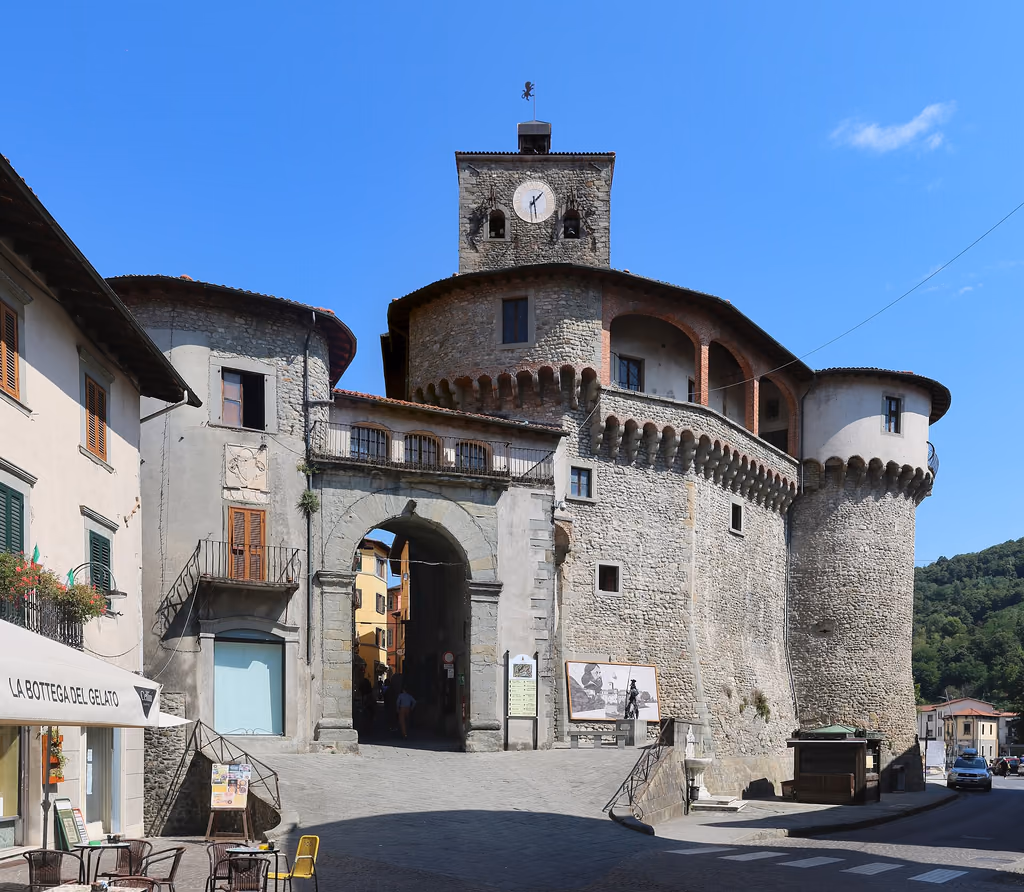 The Rocca Ariostesca and its clock tower in Castelnuovo di Garfagnana