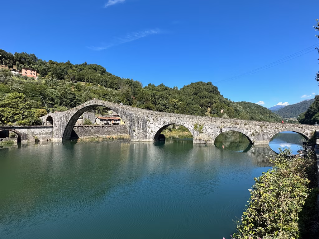 The stone arches of the Devil’s Bridge crossing the Serchio