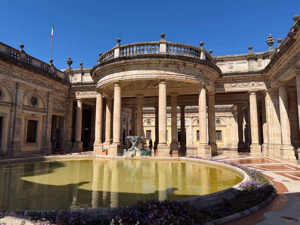 The courtyard and colonnades of Terme Tettuccio in Montecatini Terme
