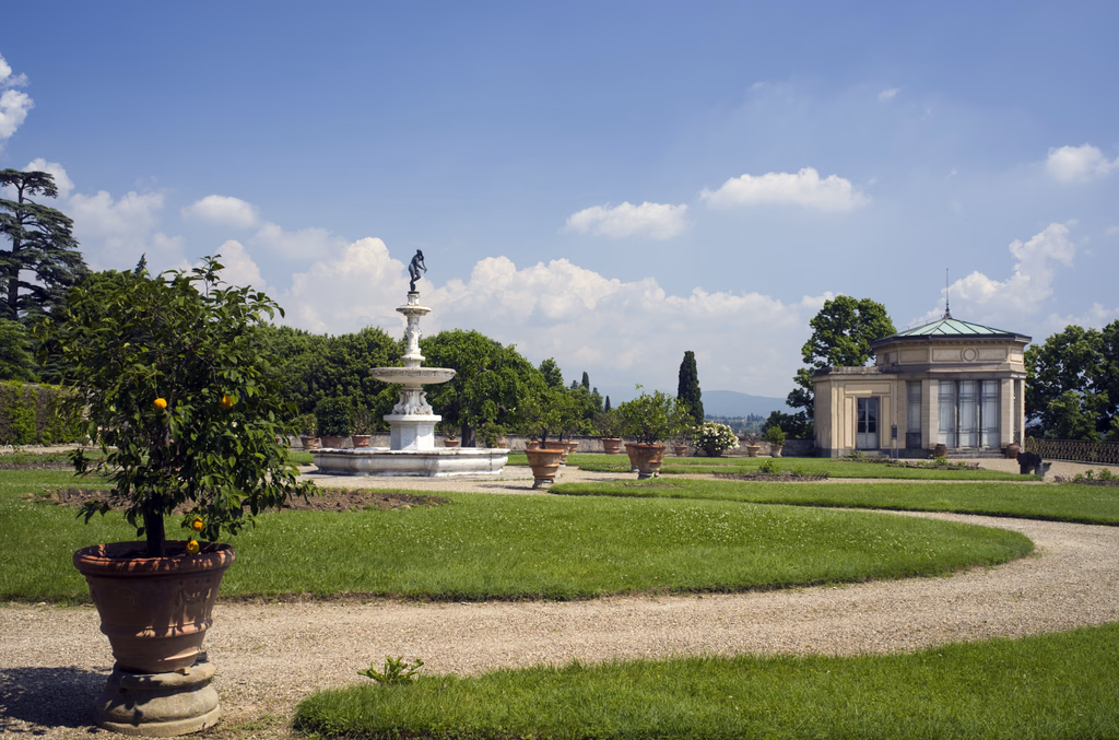 The Fiorenza fountain and citrus garden at Villa La Petraia