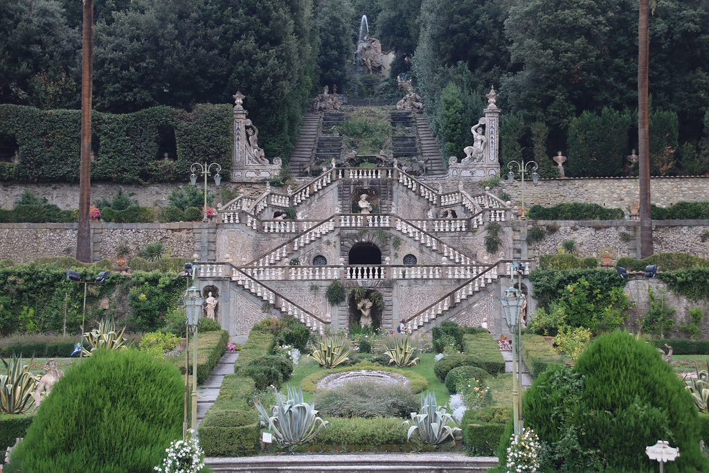 The grand water stairs in the garden of Villa Garzoni in Collodi