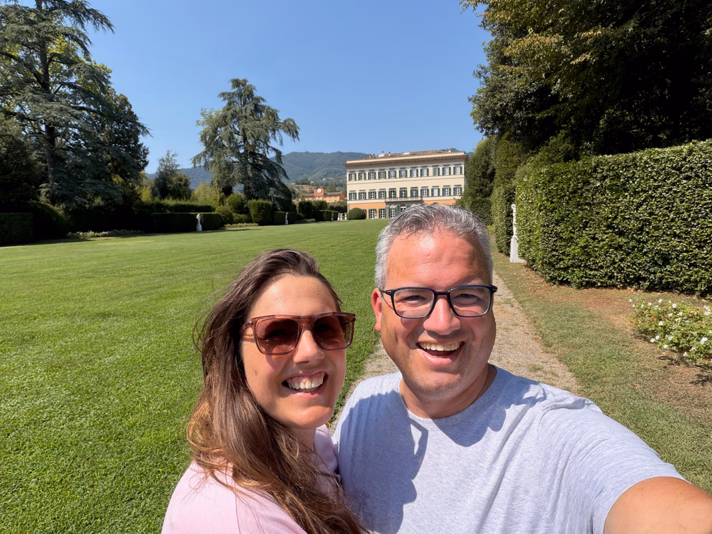 The hosts of La Limonaia visiting Villa Reale di Marlia