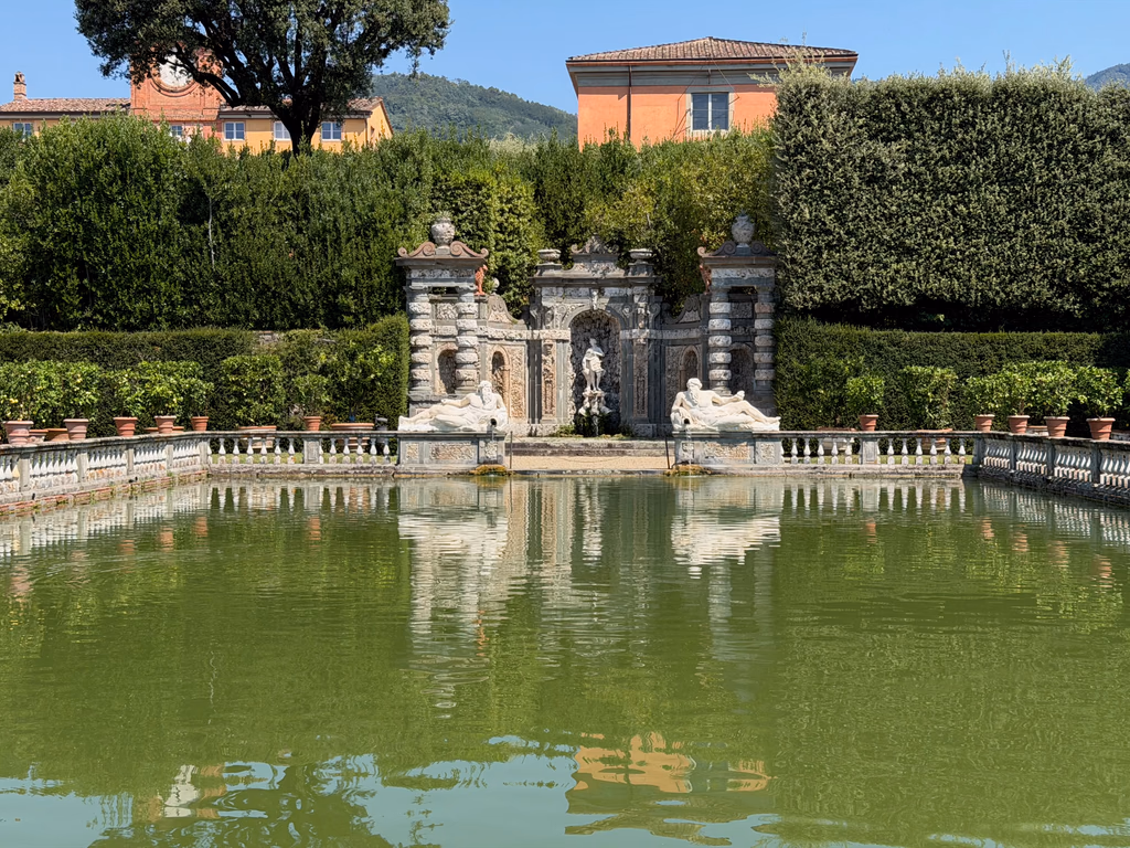 The Water Theatre and reflecting pool in the gardens of Villa Reale di Marlia